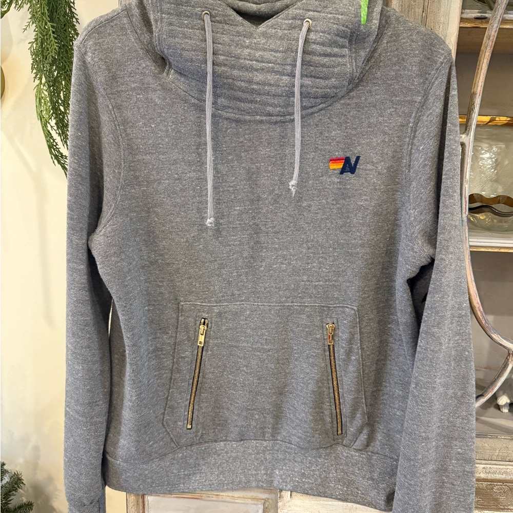Aviator Nation Gray Ninja Hoodie with Embroidered Logo